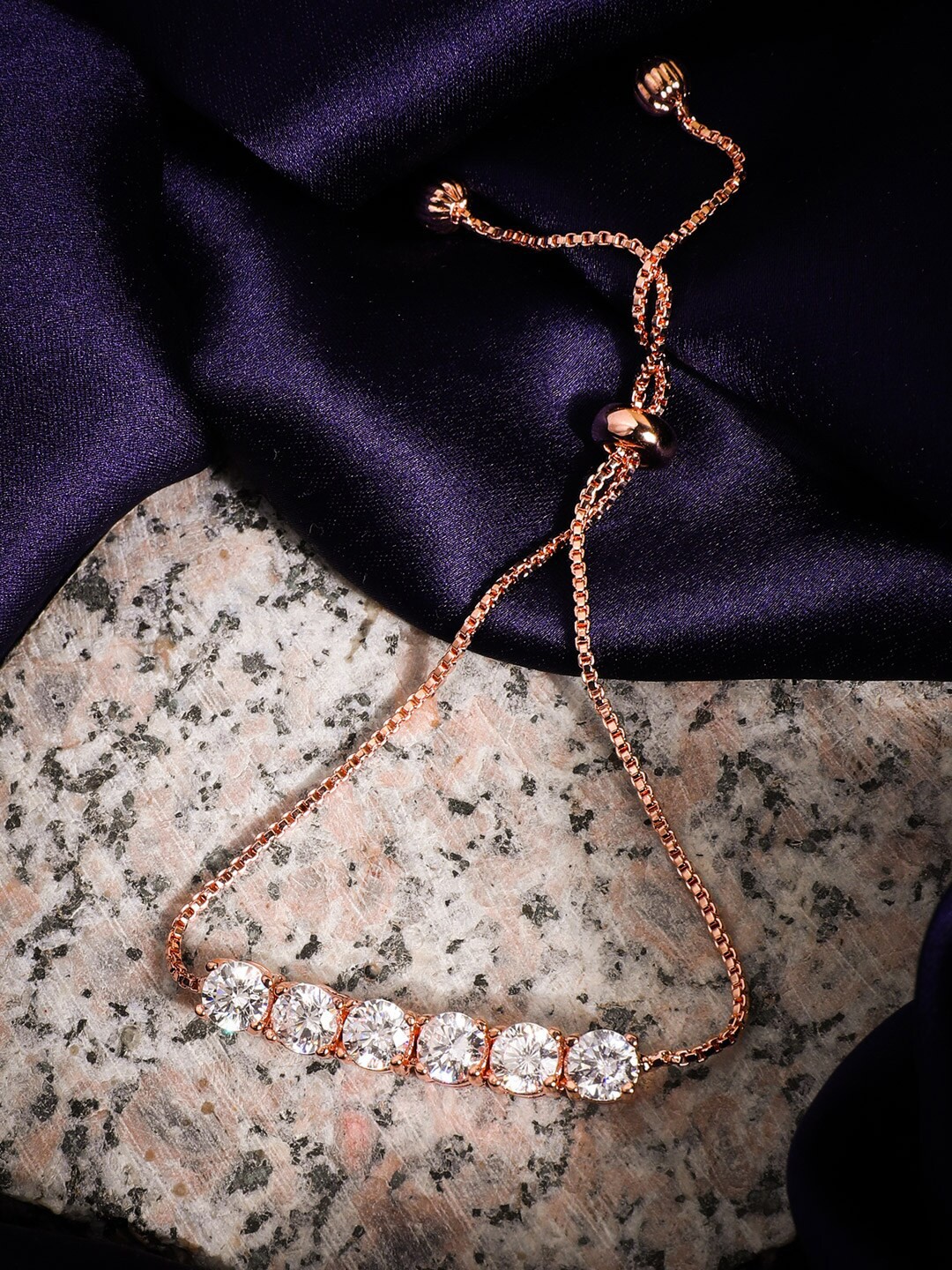

AccessHer Rose Gold Plated American Diamond Studded Link Bracelet
