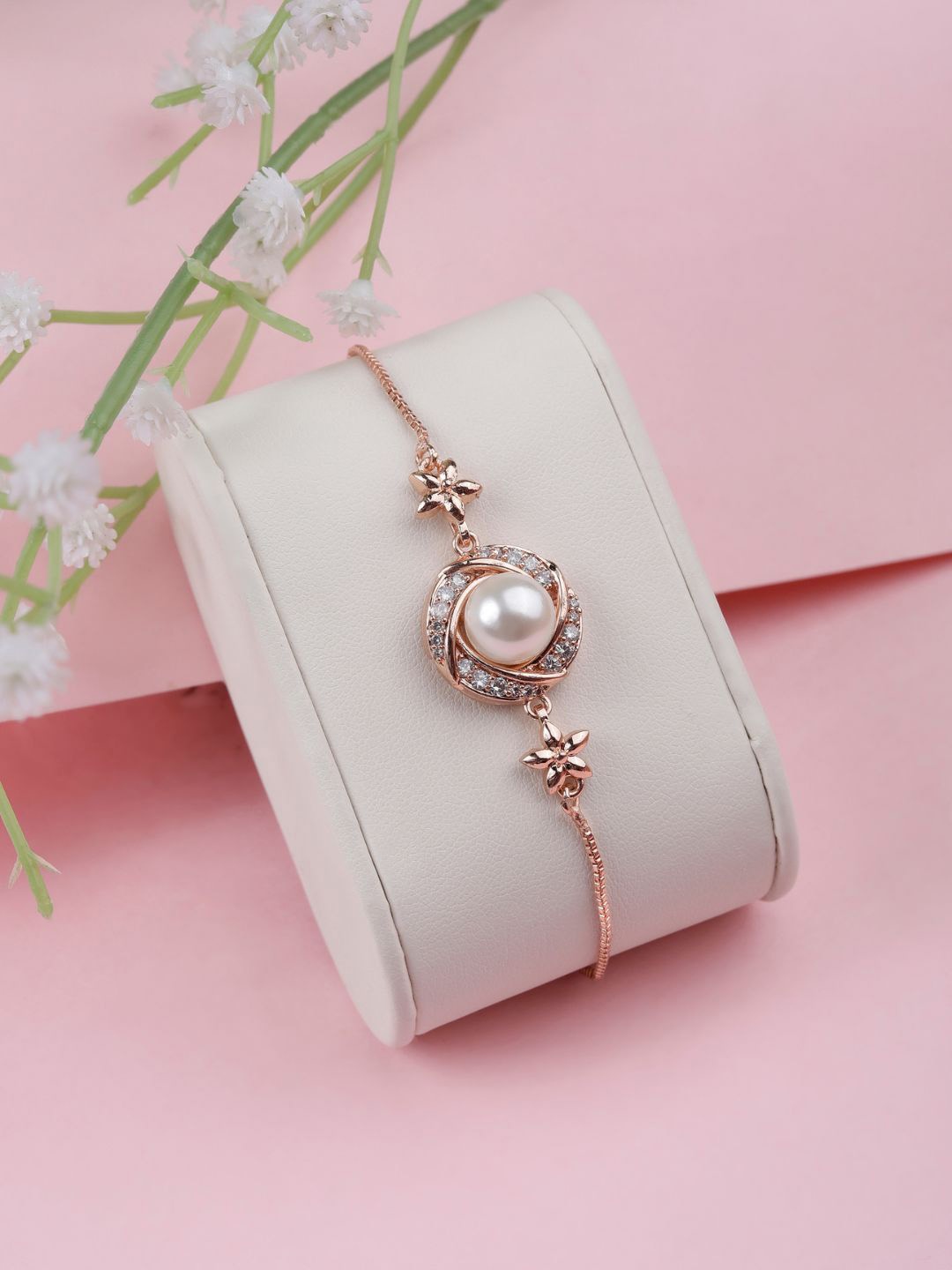 

AccessHer Rose Gold Plated American Diamond Studded Link Bracelet