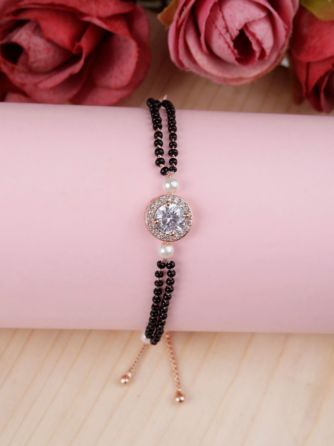 

AccessHer Women Gold Plated American Diamond Studded Mangalstura Bracelet