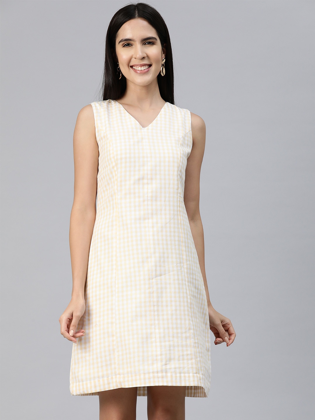 

Ayaany Checked A-Line Dress, Yellow