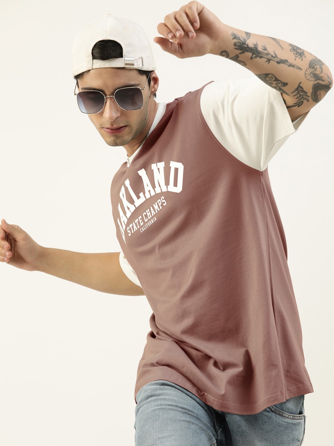 

Maniac Typography Printed Pure Cotton Oversized T-shirt, Pink