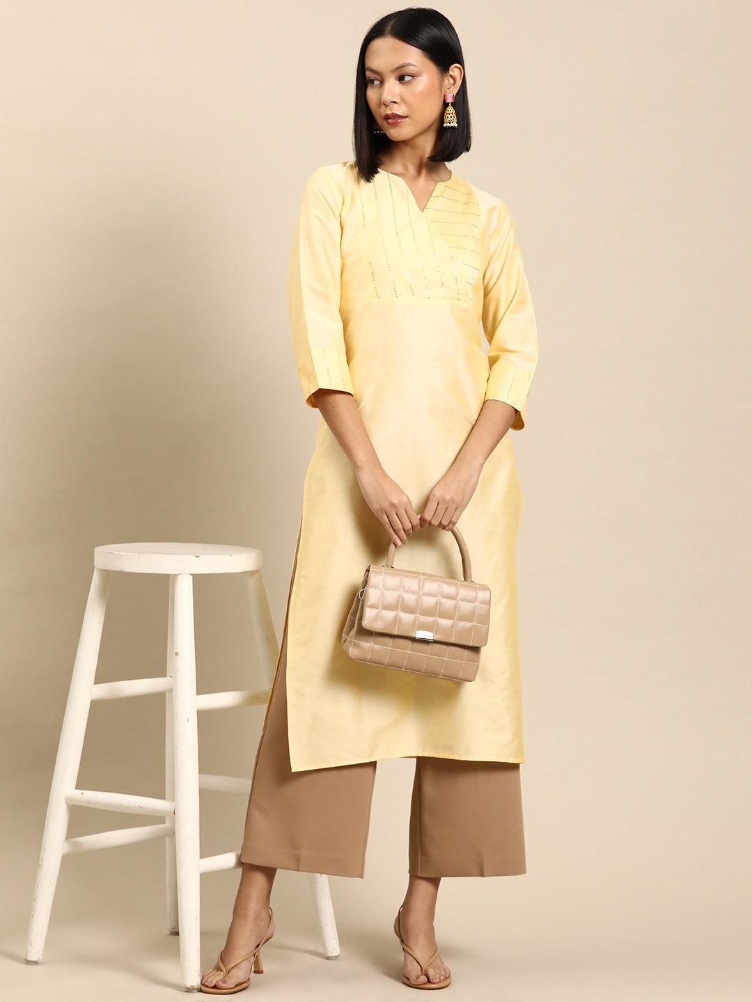 

all about you Embellished Sequinned Kurta, Yellow