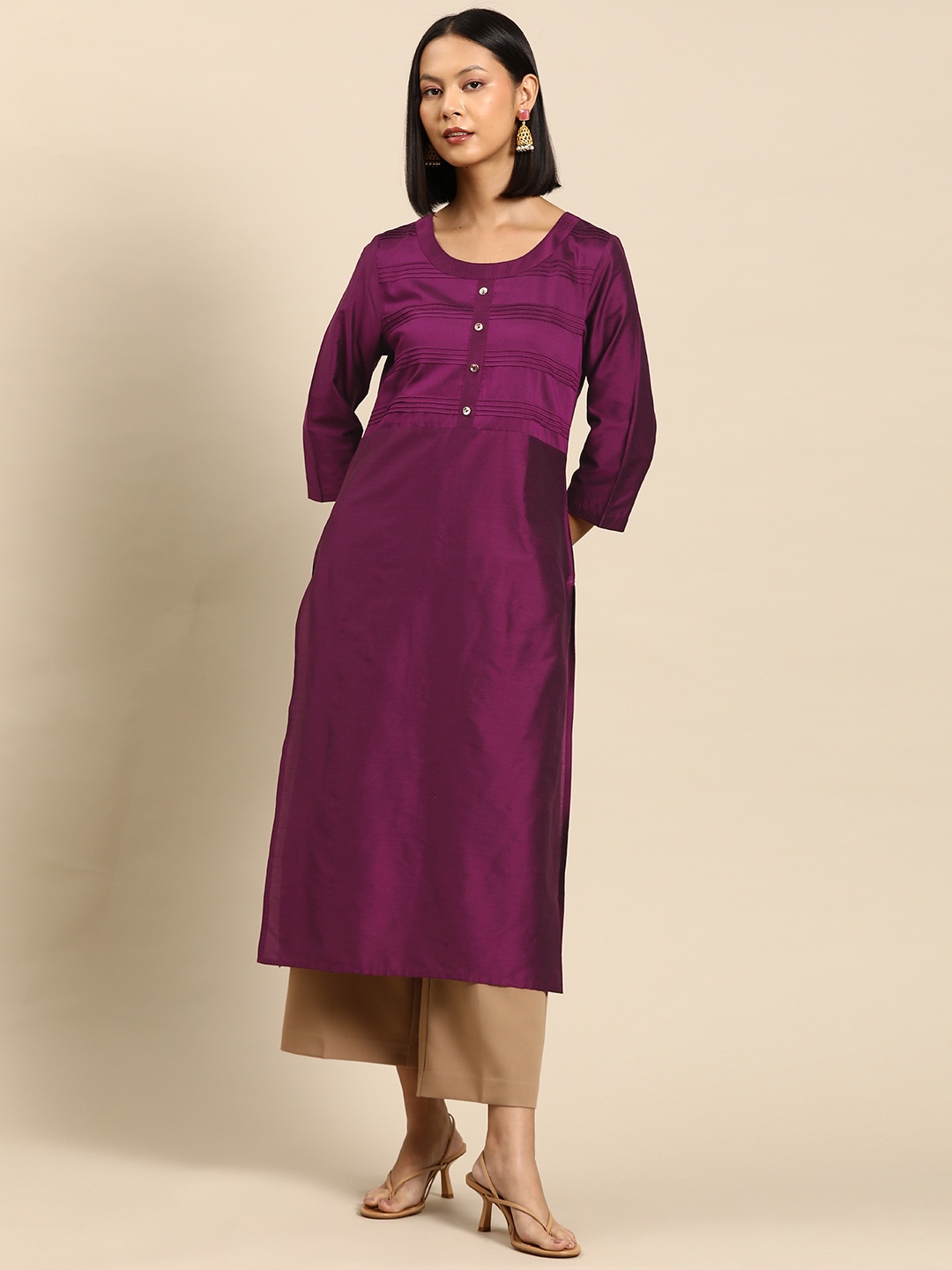 

all about you Solid Kurta, Purple
