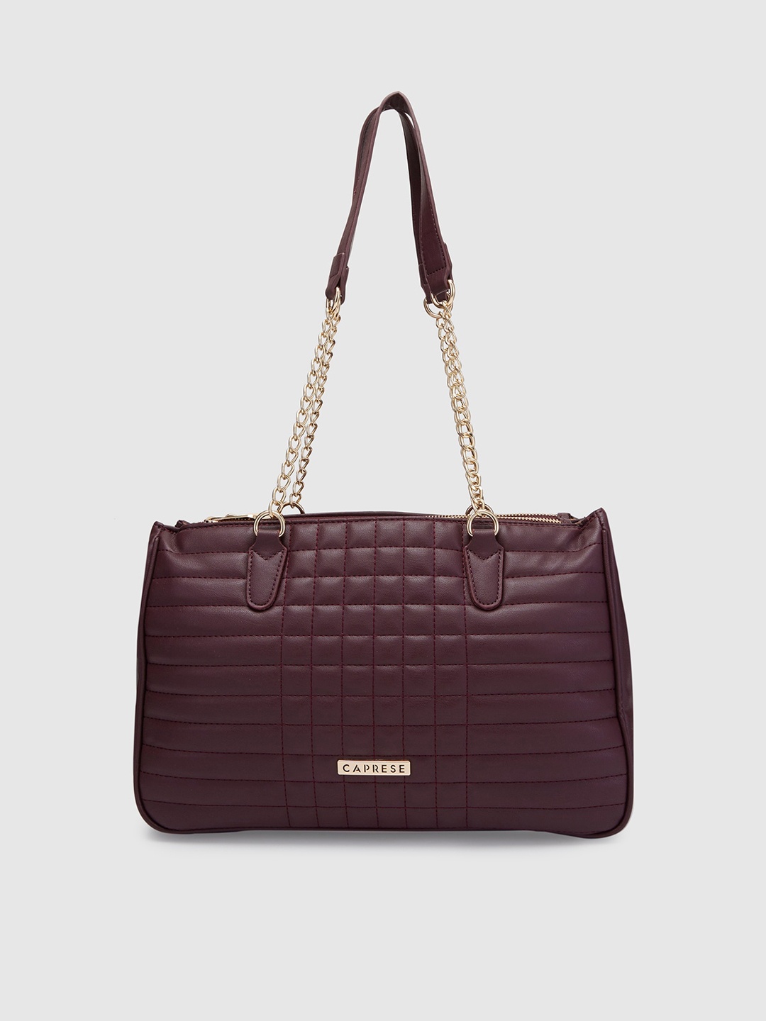 

Caprese Textured PU Structured Shoulder Bag With Quilted, Maroon