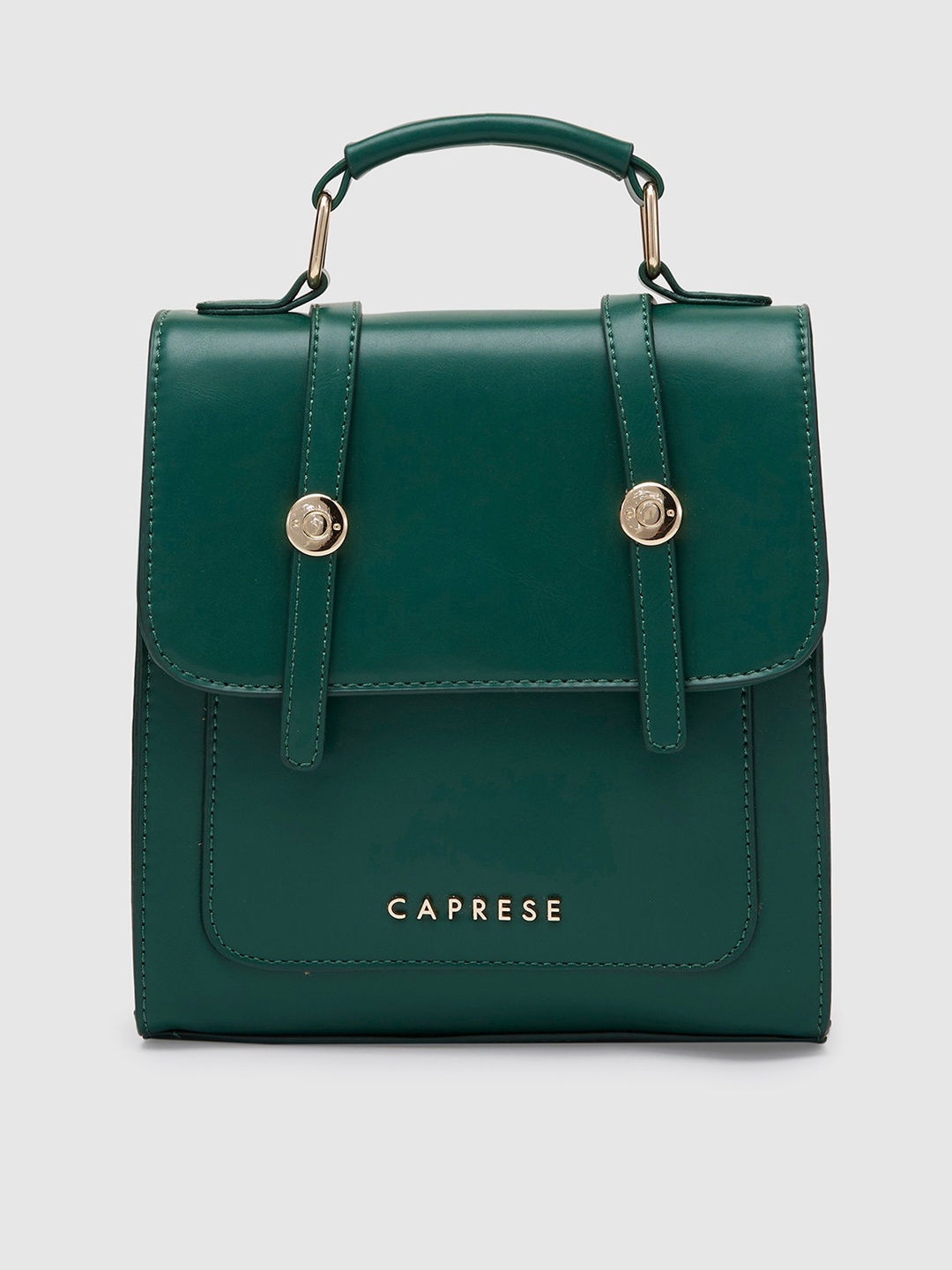 

Caprese Structured Satchel Bag With buckle Detail, Green