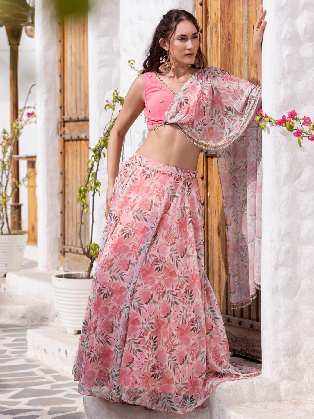 

MABISH LUXE Ready to Wear Lehenga & Blouse With Dupatta, Pink