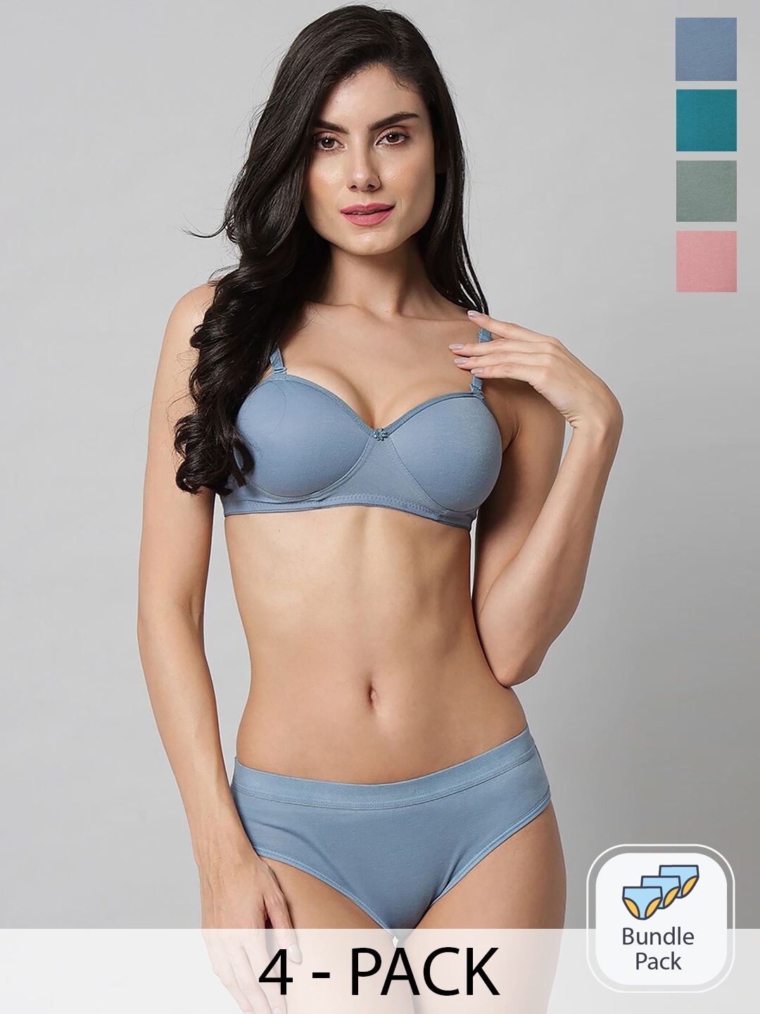 

AROUSY Pack Of 3 Cotton Lingerie Set, Green