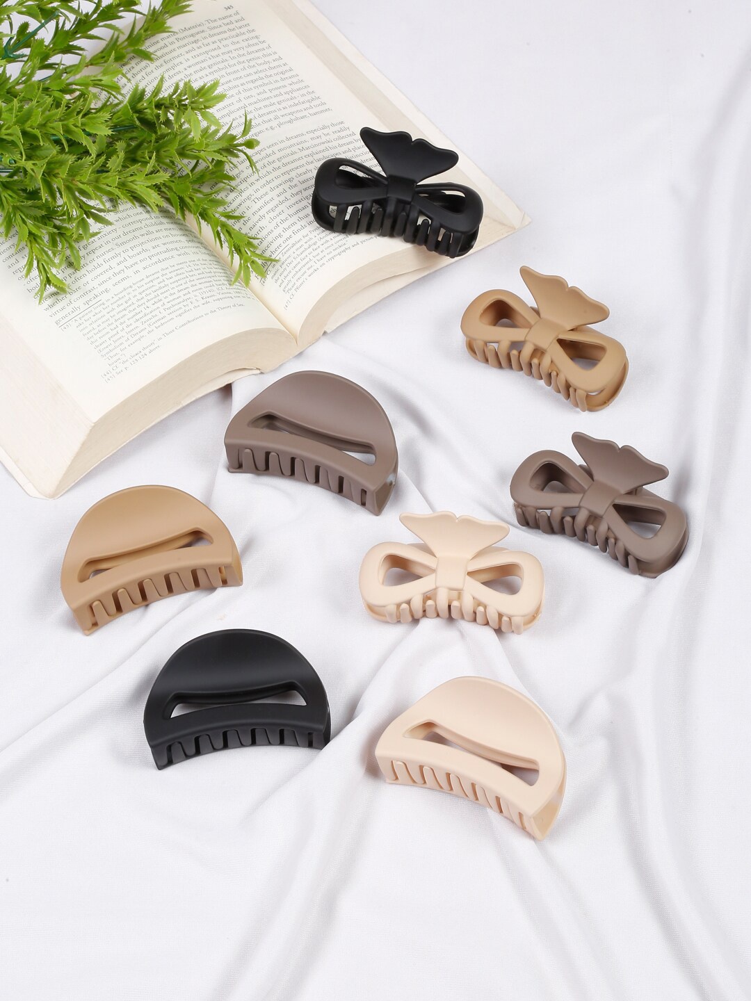 

YouBella Set Of 8 Claw Clips, Cream
