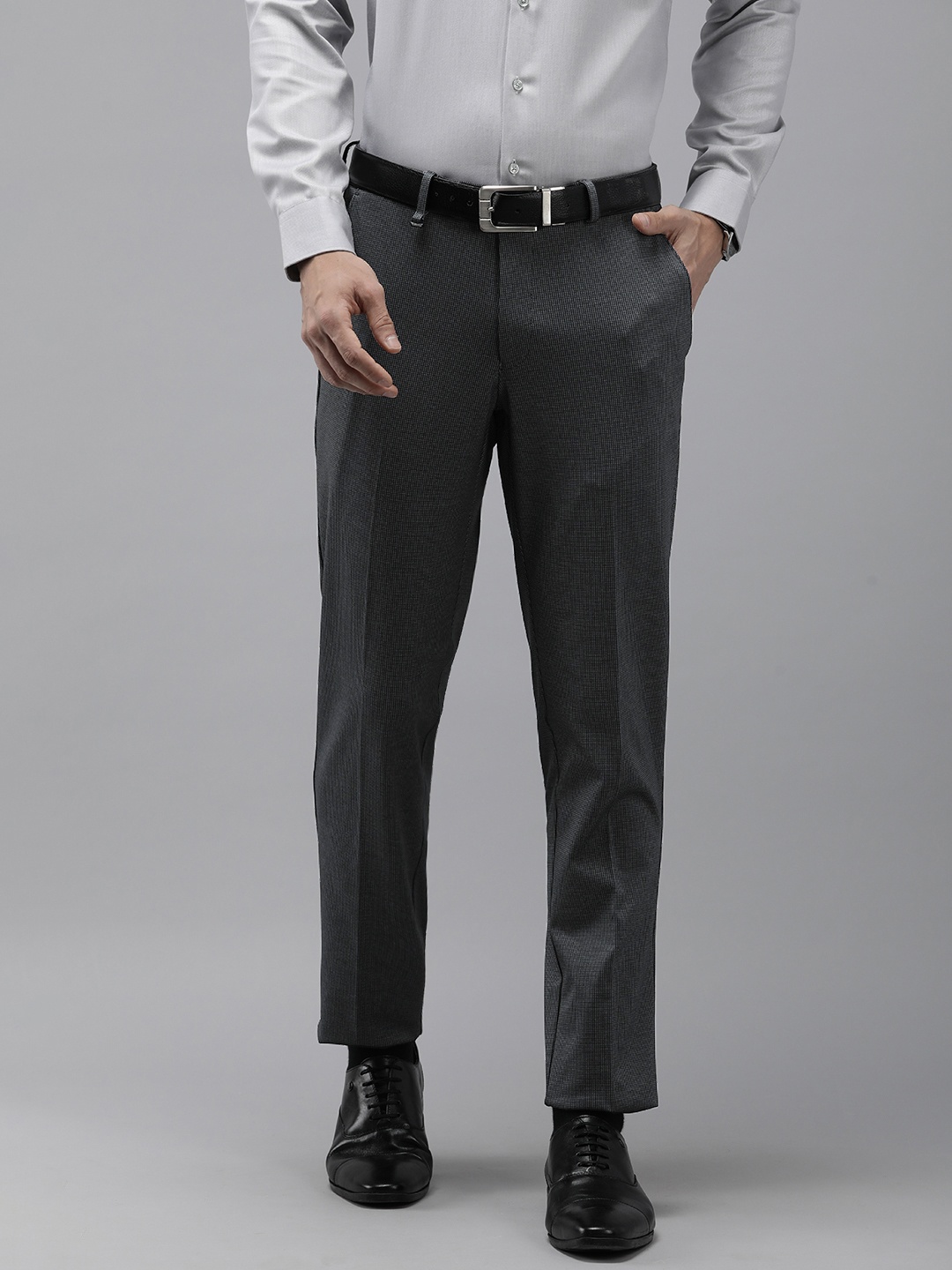 

Van Heusen Men Textured Ultra Slim Fit Trousers, Grey