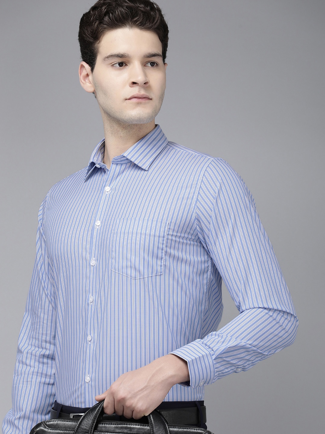 

Van Heusen Pure Cotton Striped Slim Fit Formal Shirt, Blue