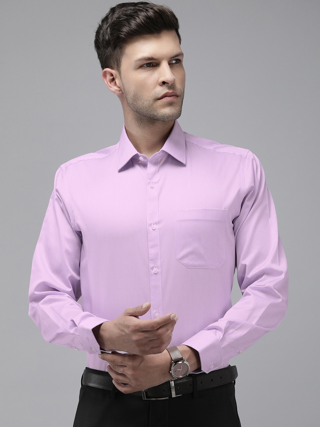 

Van Heusen Custom Fit Striped Formal Shirt, Lavender