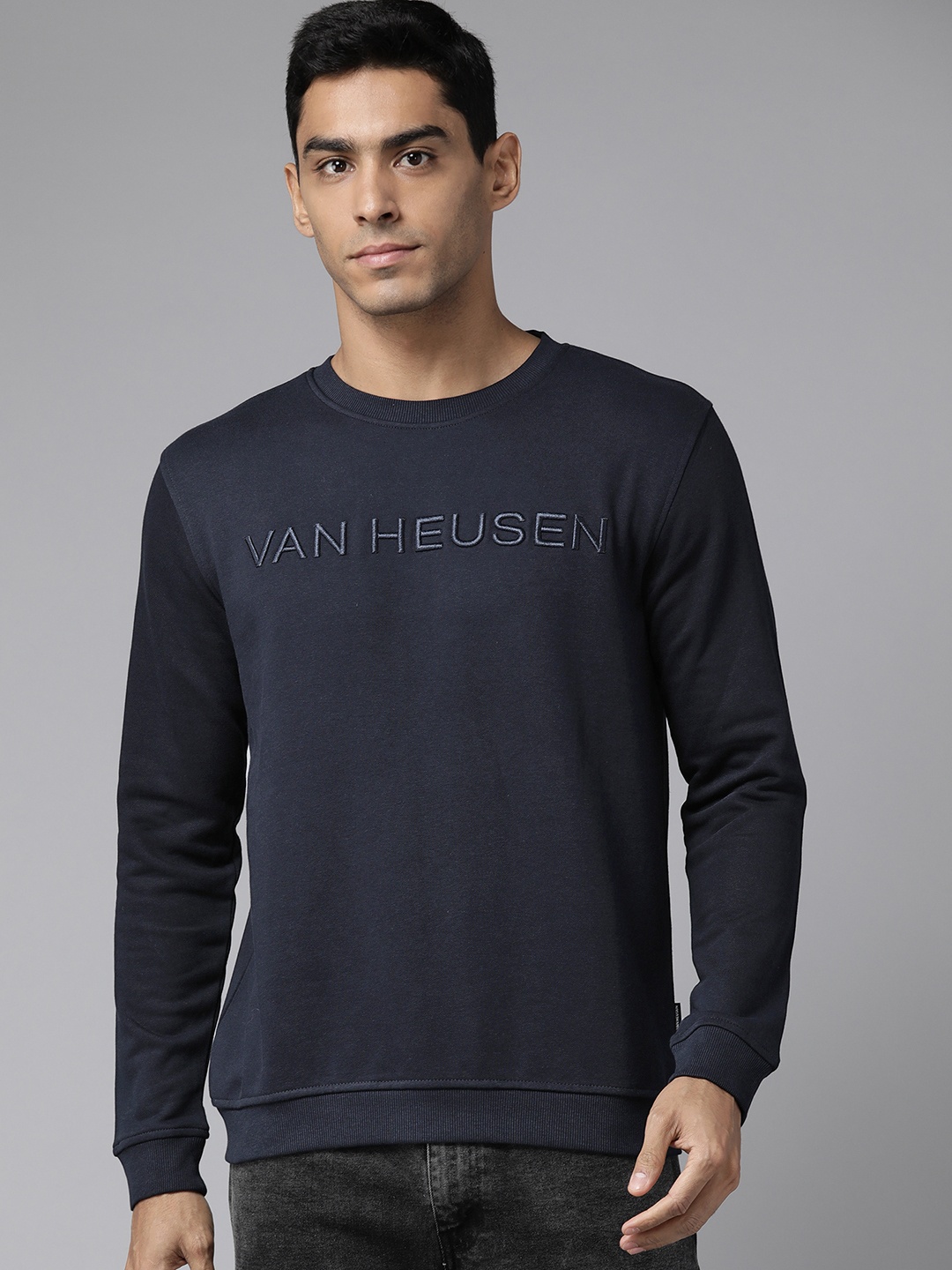 

Van Heusen Men Printed Sweatshirt, Navy blue