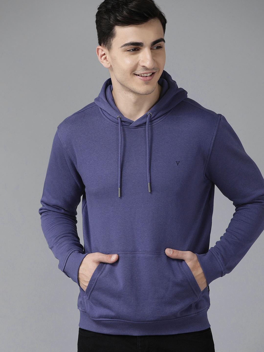 

Van Heusen Solid Hooded Sweatshirt, Blue