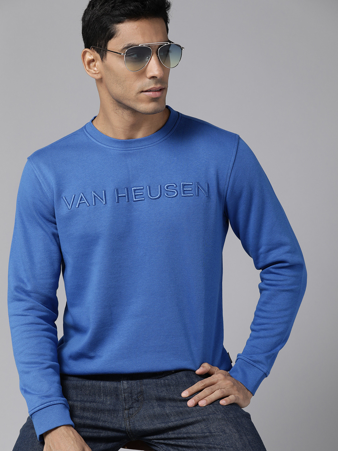 

Van Heusen Men Printed Sweatshirt, Blue