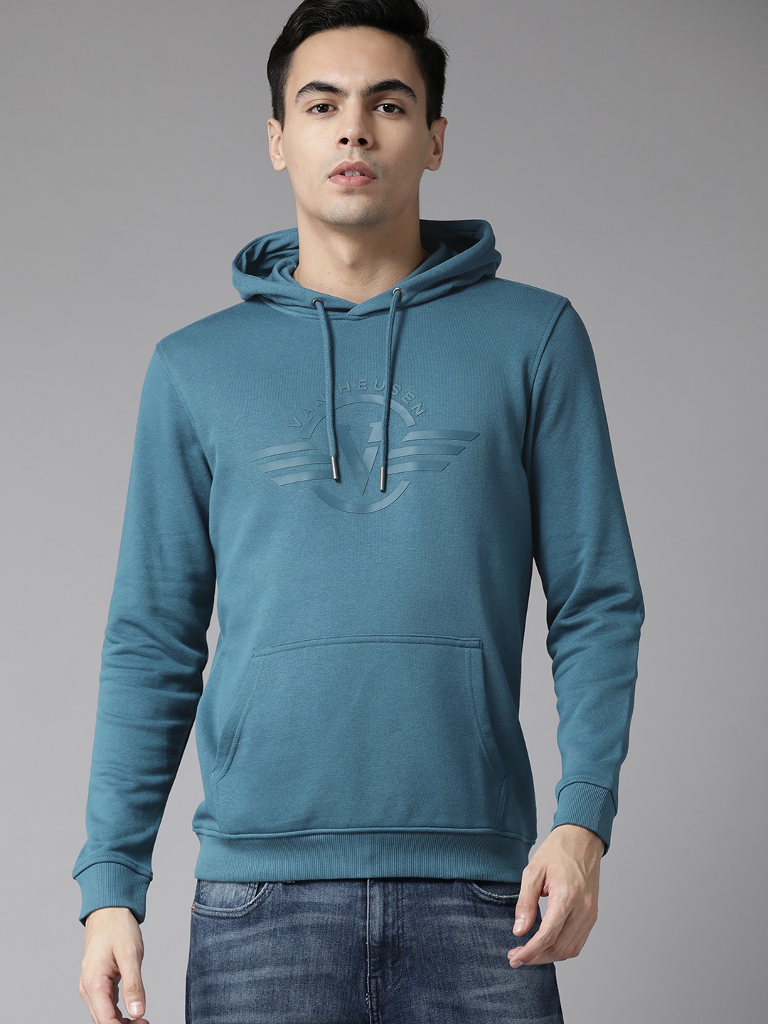 

Van Heusen High IQ Lasting Colour Printed Hooded Sweatshirt, Teal