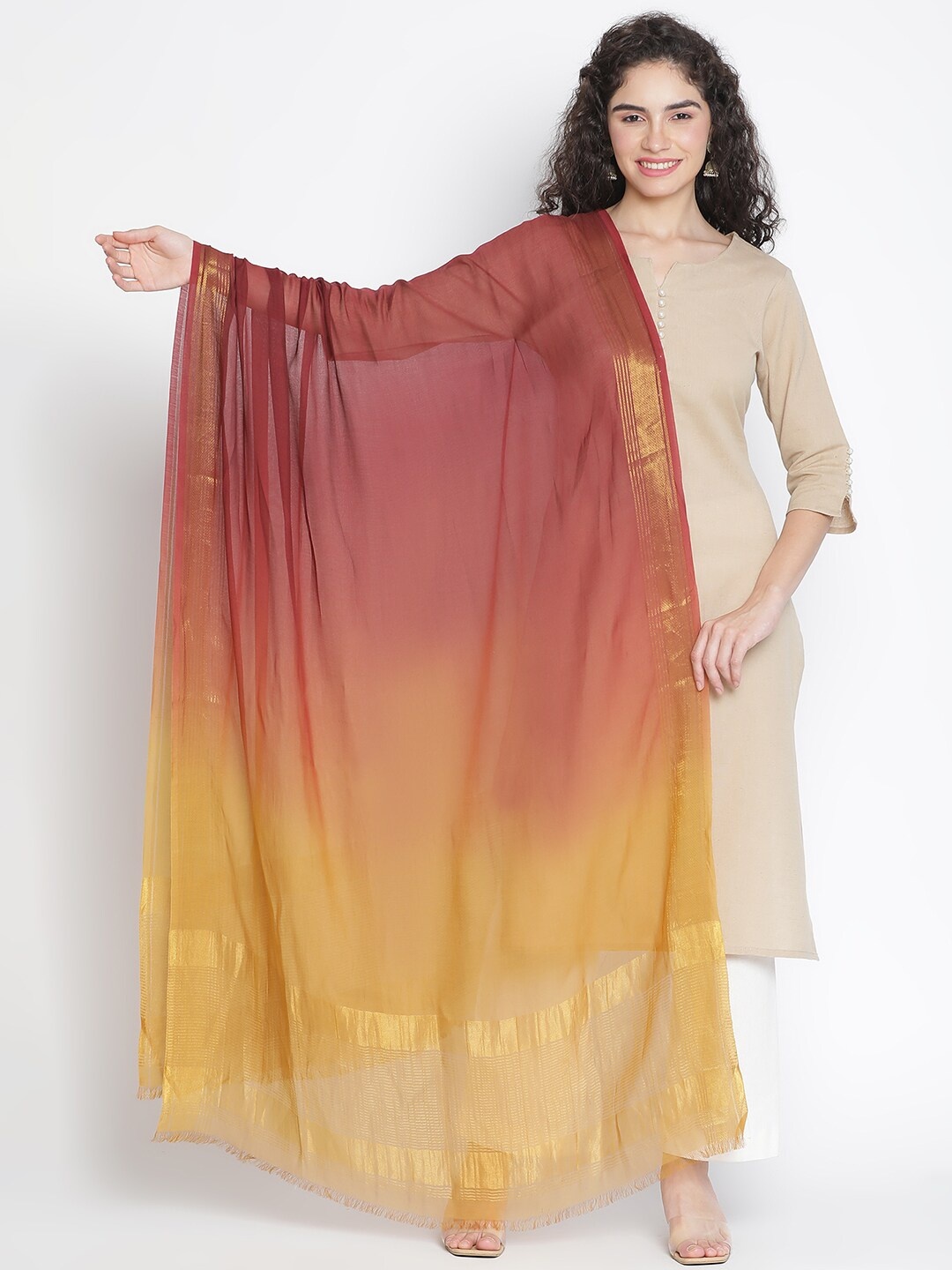 

SHINGORA Ombre Dupatta, Red
