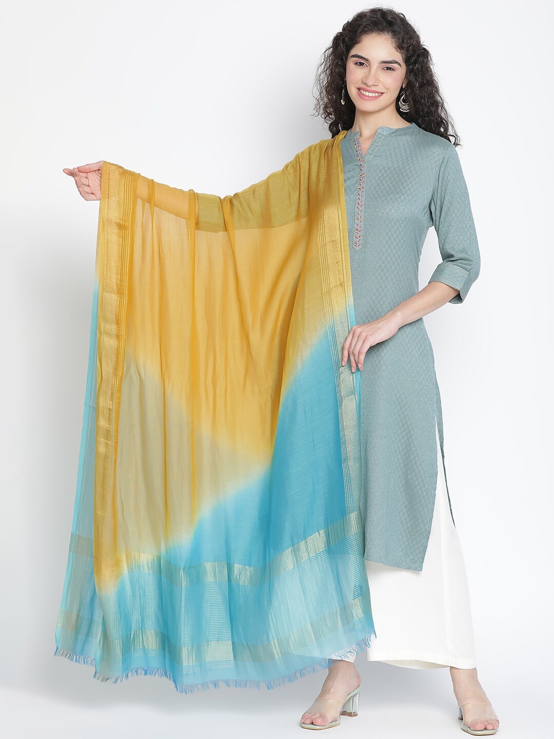 

SHINGORA Ombre Dyed Dupatta, Blue