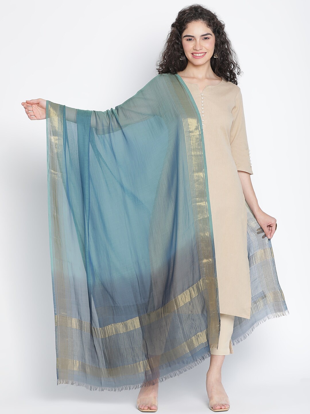 

SHINGORA Ombre Dyed Dupatta, Blue