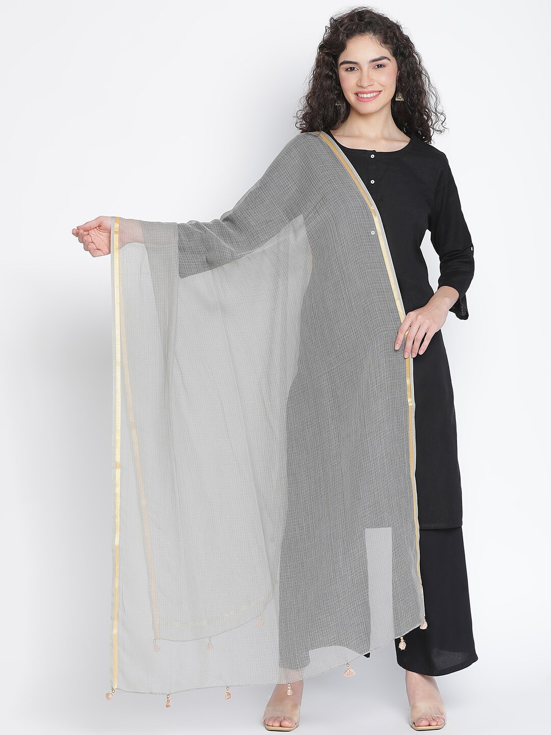 

SHINGORA Dupatta with Zari, Grey