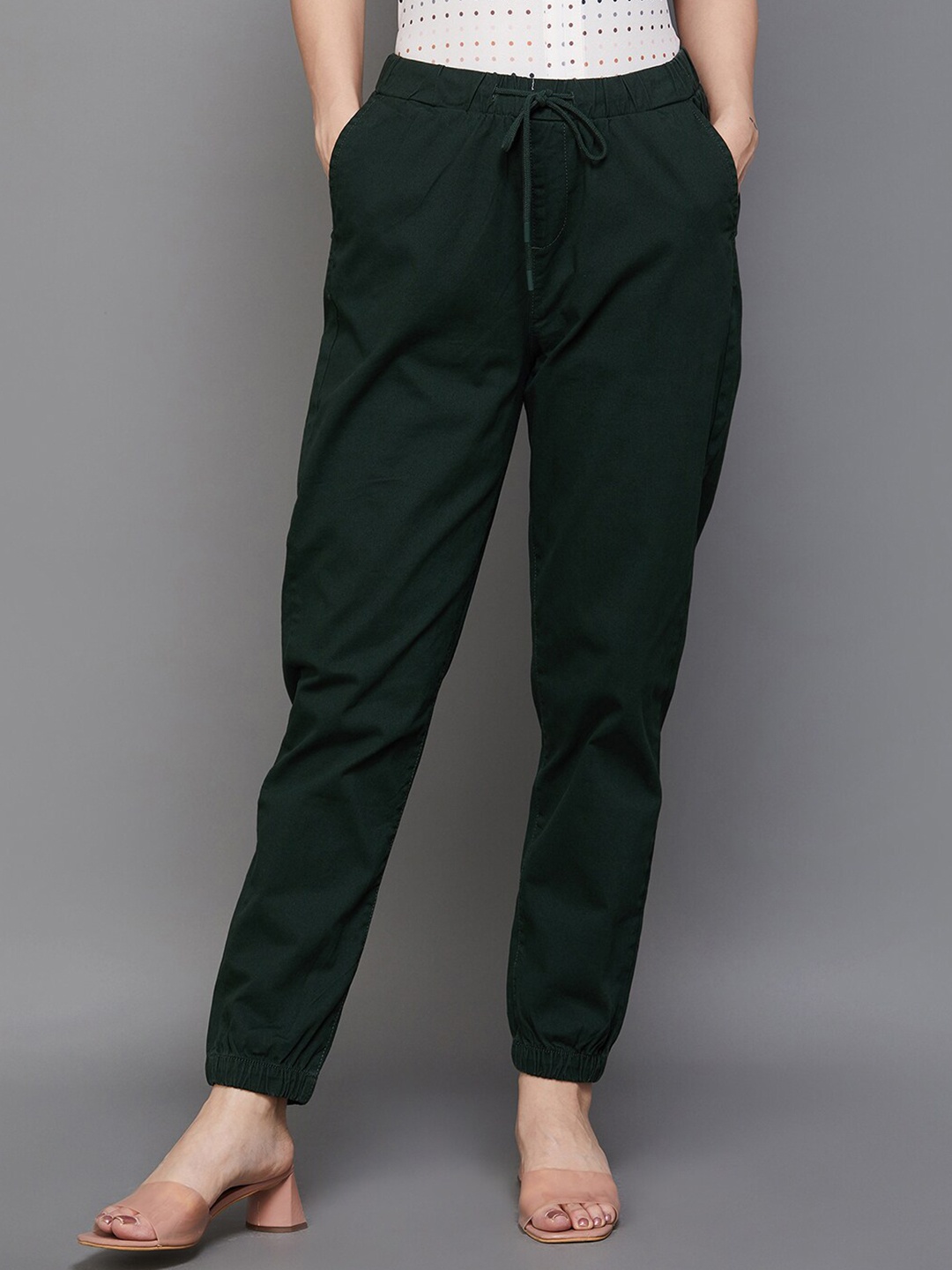 

CODE by Lifestyle Women Mid Rise Chinos Trousers, Green