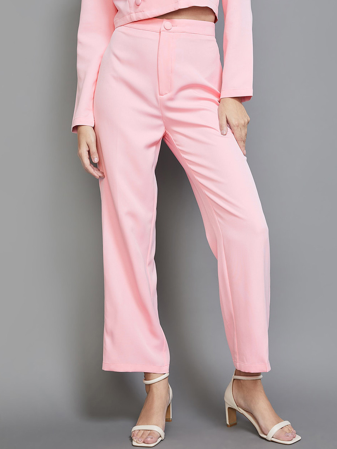 

CODE by Lifestyle Women Mid Rise Formal Trousers, Pink
