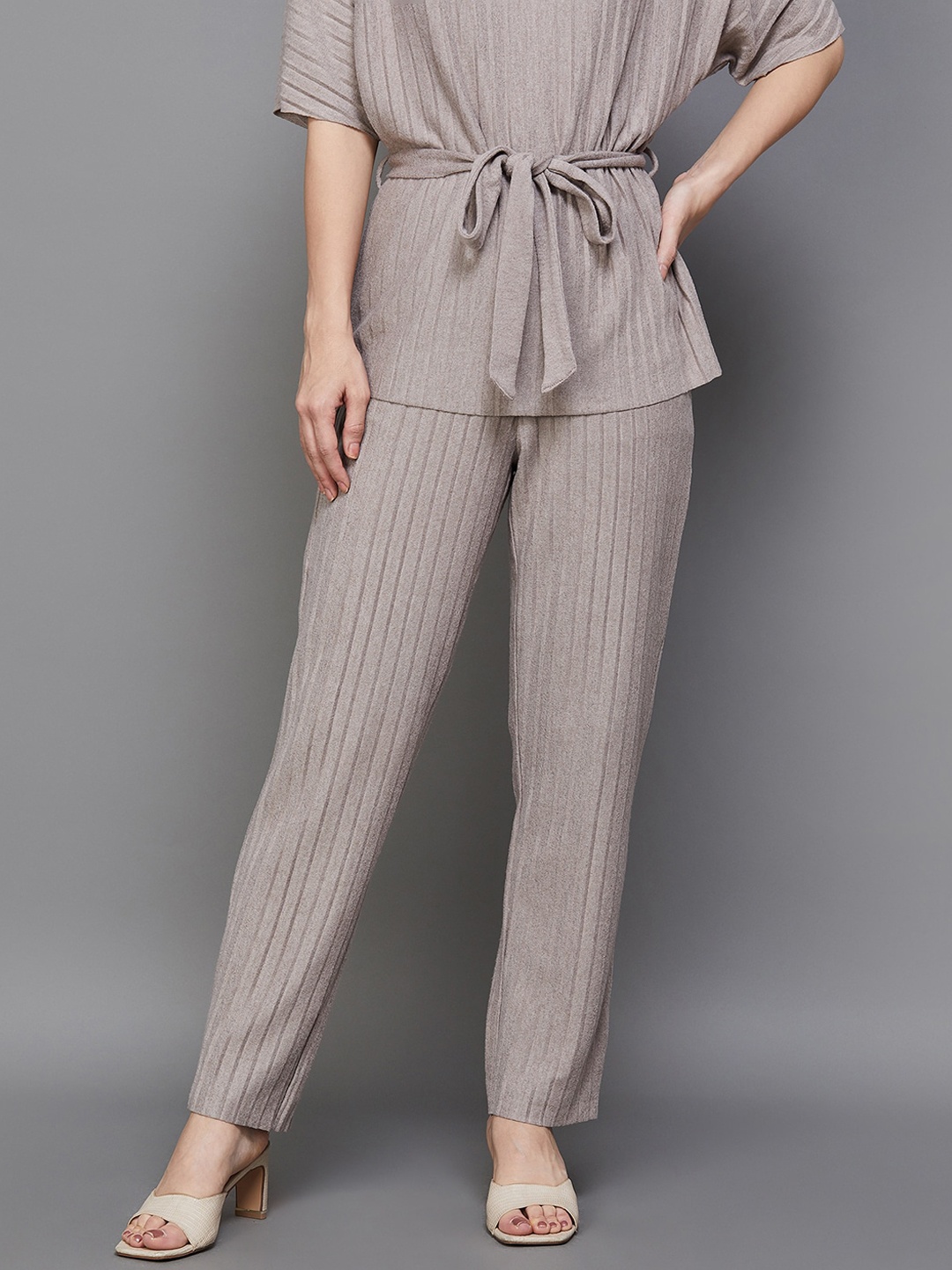

CODE by Lifestyle Women Self Design Mid Rise Trousers, Brown