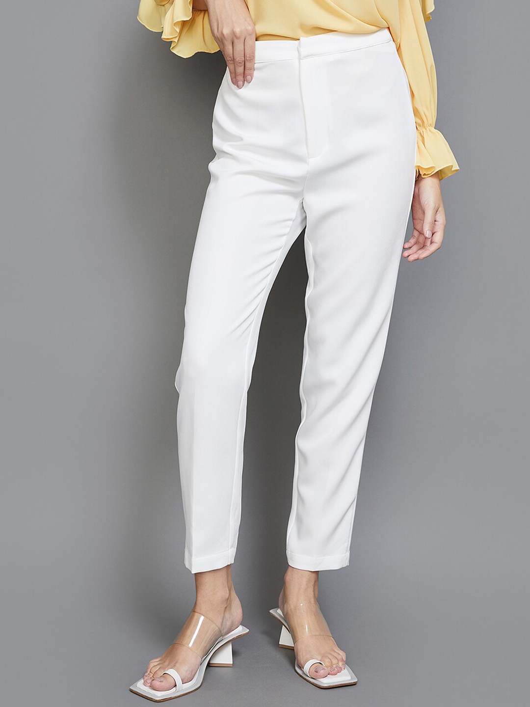 

CODE by Lifestyle Women Mid Rise Formal Trousers, Off white