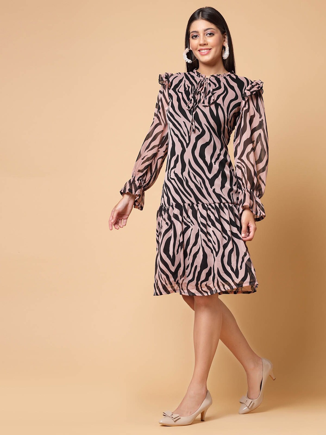 

plusS Pink Animal Printed A-Line Dress