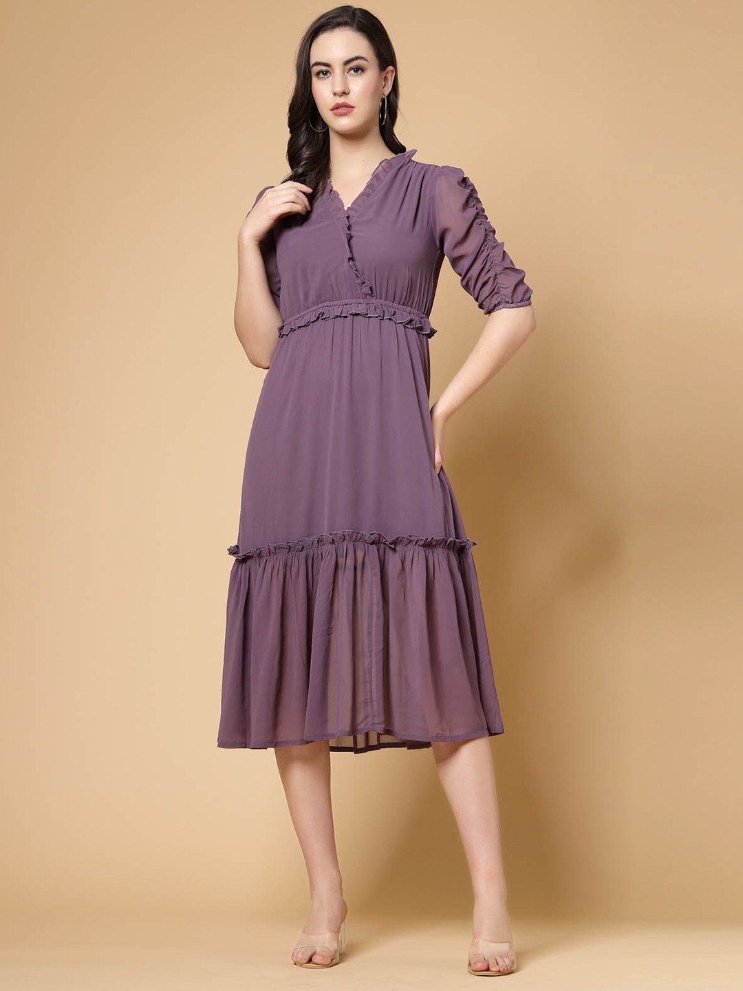 

plusS Purple V-Neck Empire Midi Dress