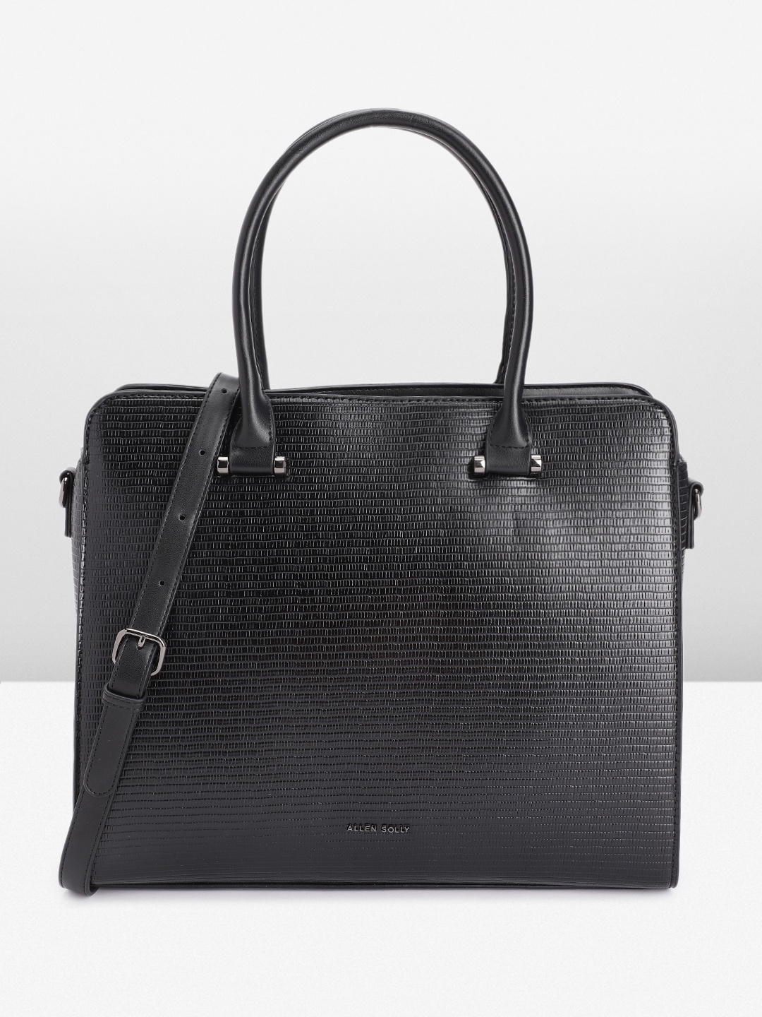 

Allen Solly Textured PU Structured Handheld Bag, Black