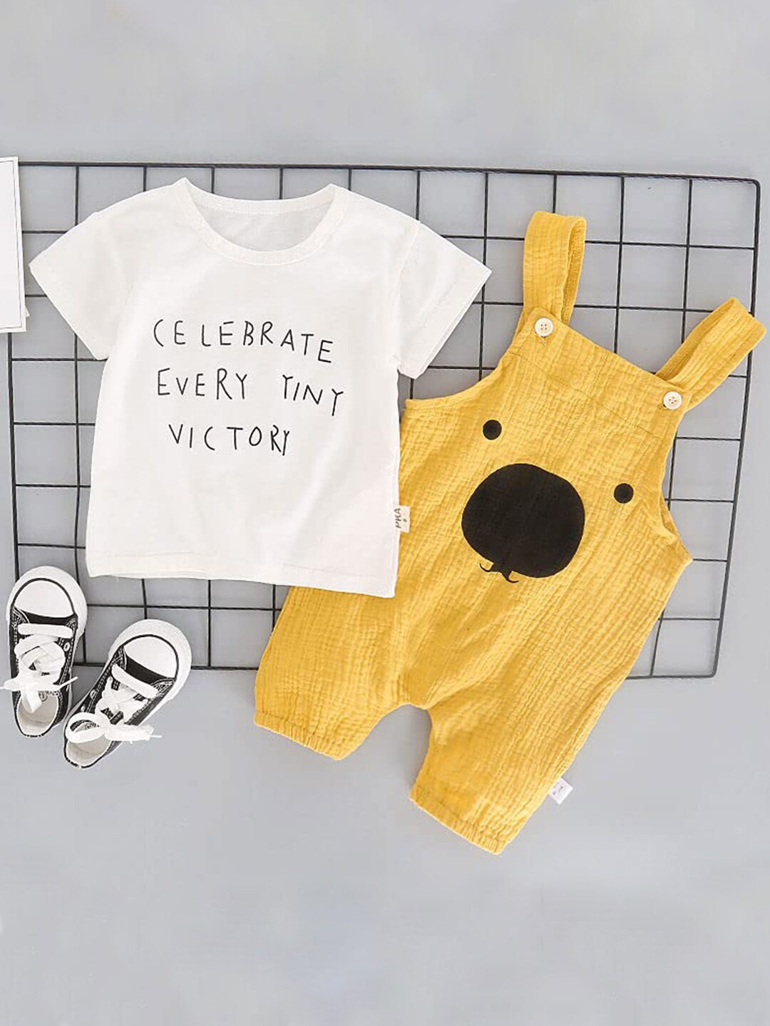 

Bold N Elegant Printed Cotton Dungaree, Yellow