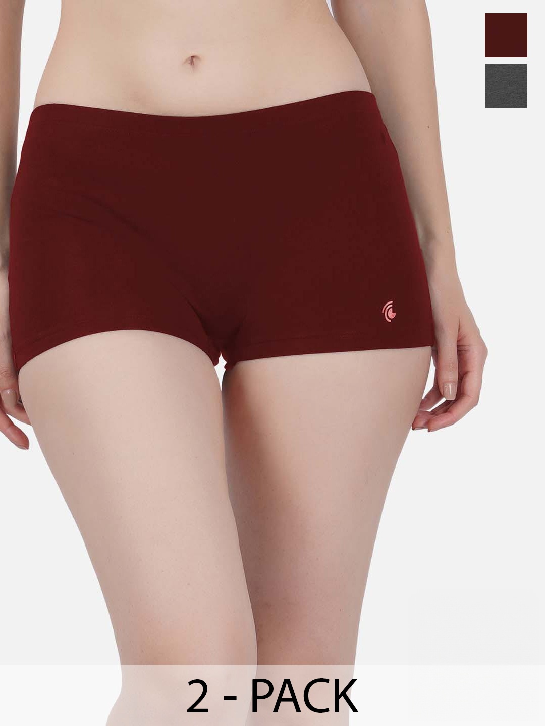 

IMPERATIVE Pack Of 2 Mid-Rise Boy Short Briefs, Maroon