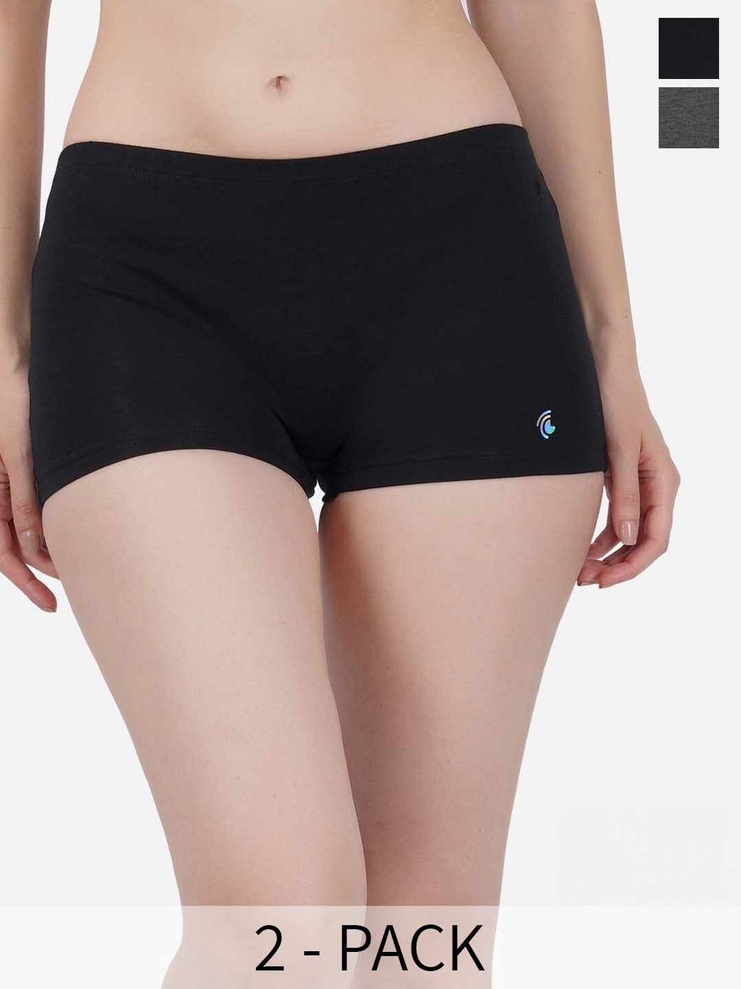 

IMPERATIVE Pack Of 2 Mid-Rise Boy Short Briefs, Black
