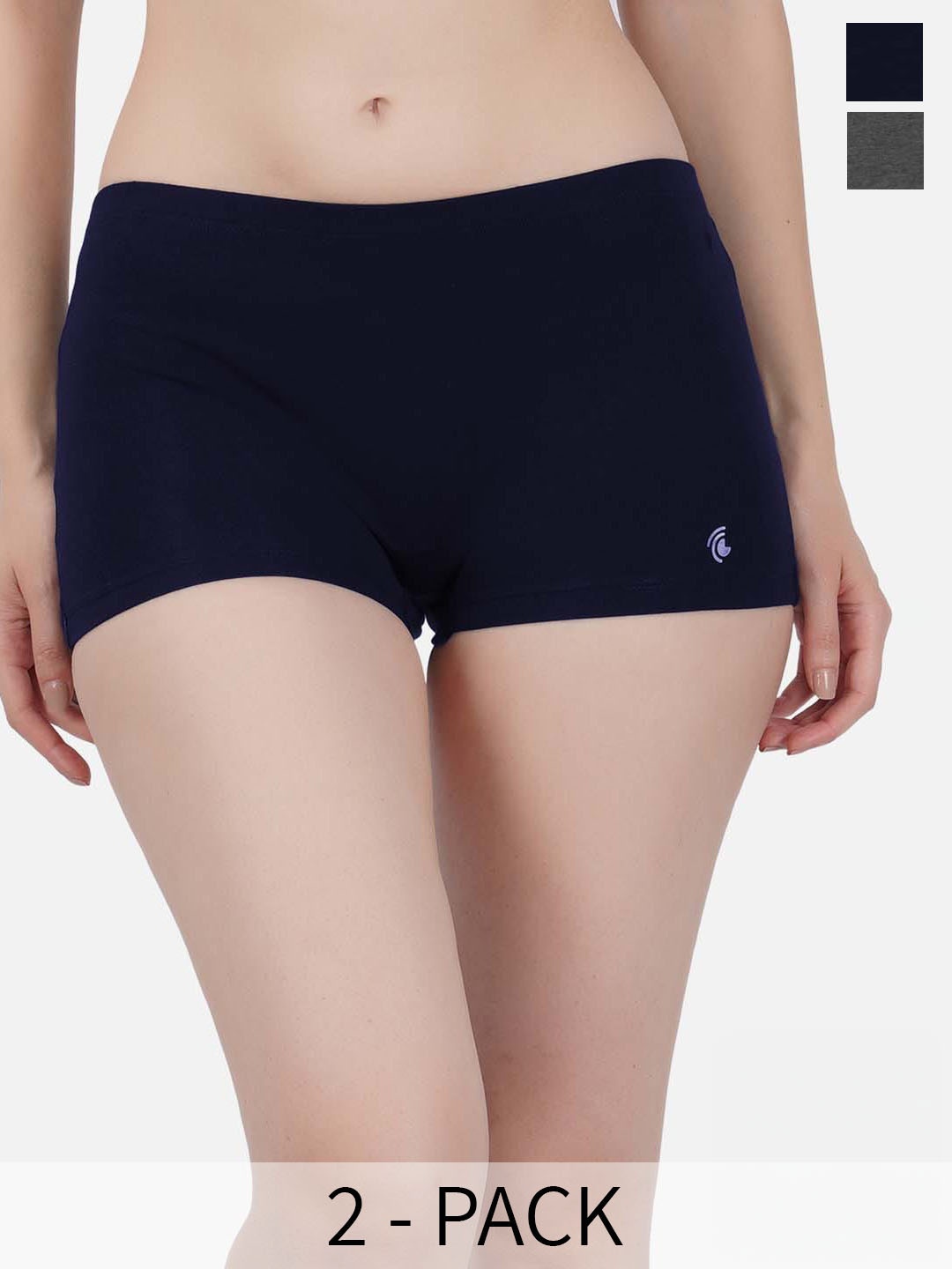 

IMPERATIVE Pack Of 2 Mid Rise Boy Shorts Briefs, Navy blue