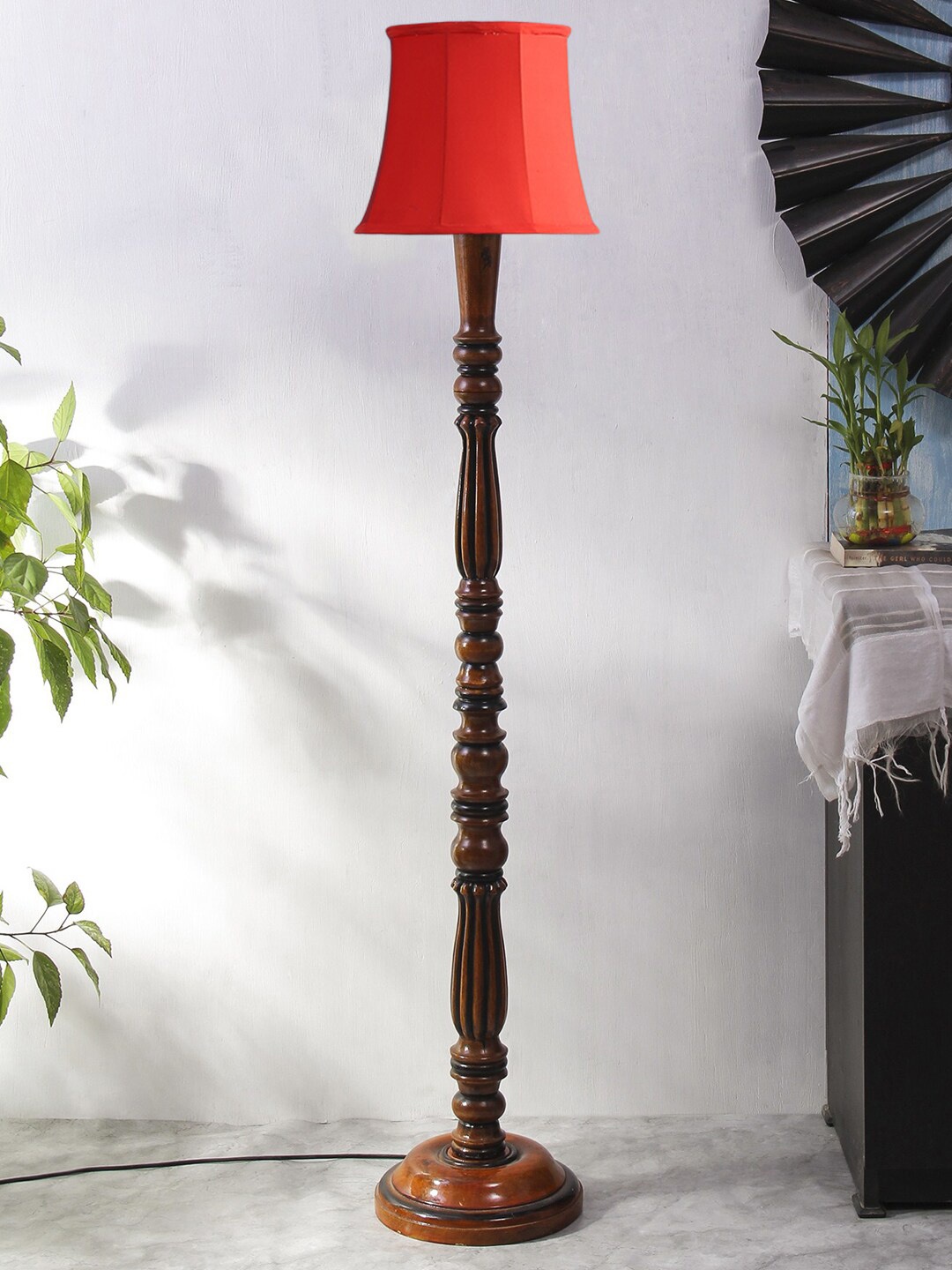 

Devansh Red Cotton & Wooden Floor Lamp