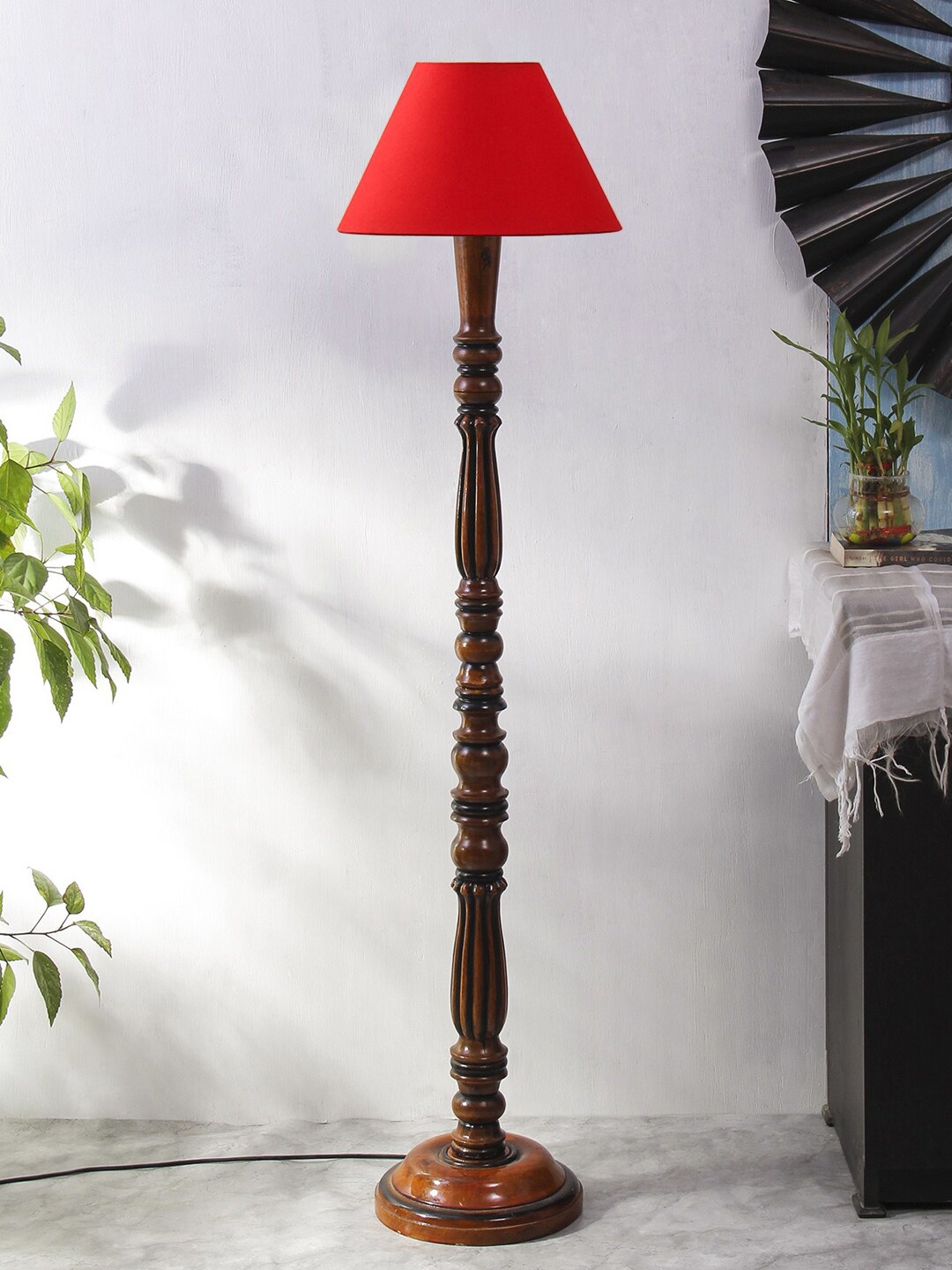 

Devansh Red & Brown Textured Floor Lamp