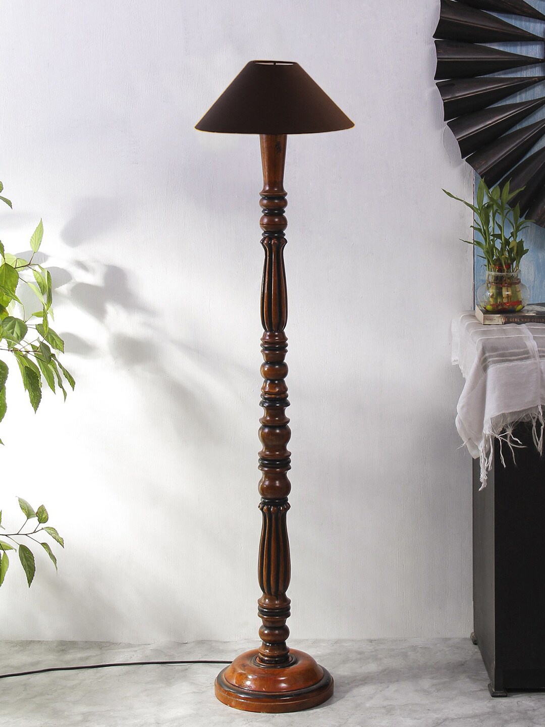 

Devansh Black Cotton & Wooden Floor Lamp
