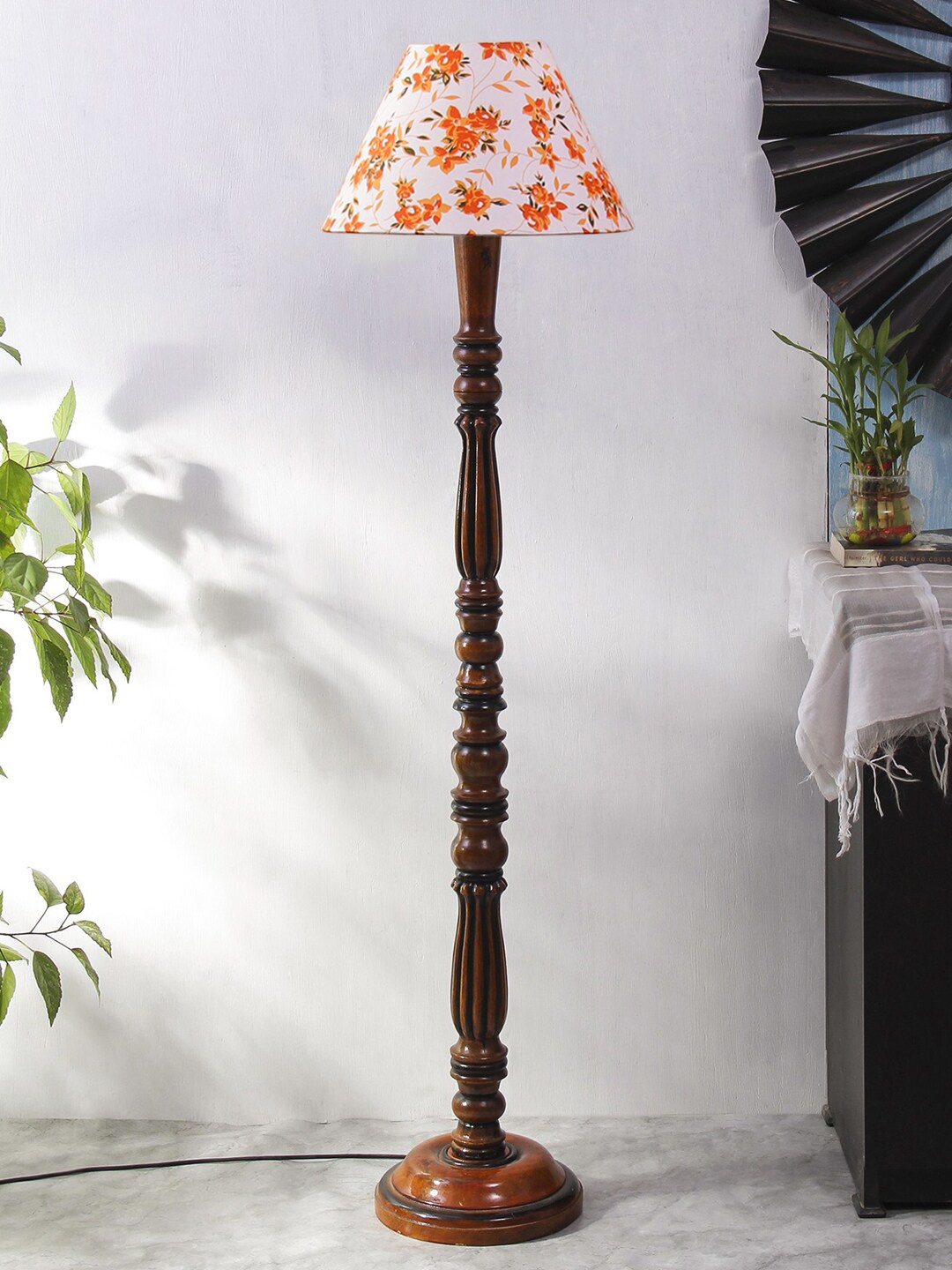 

Devansh Brown & Orange Printed Wooden Floor Lamp