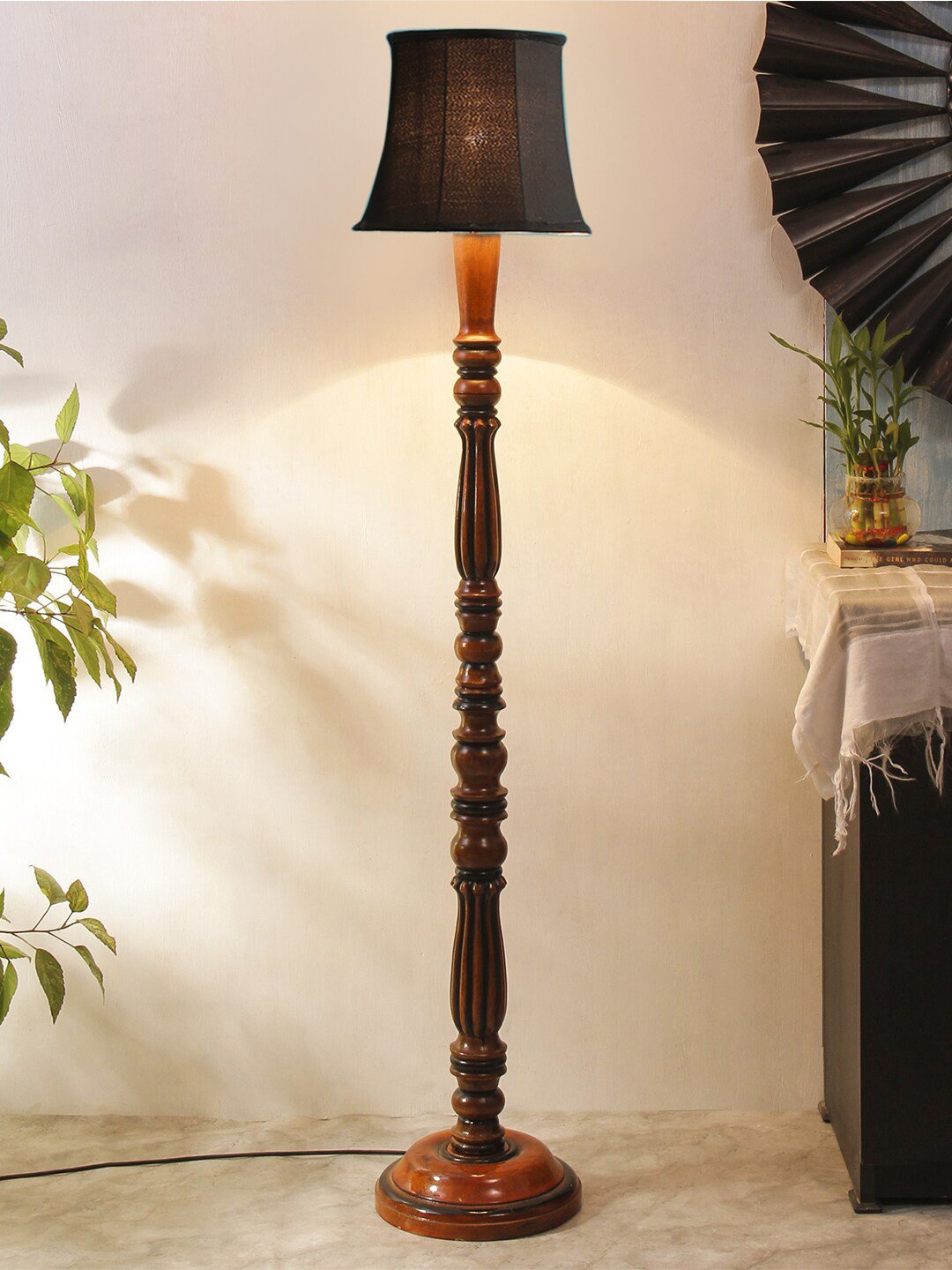 

Devansh Black & Brown Cotton & Wooden Floor Lamps
