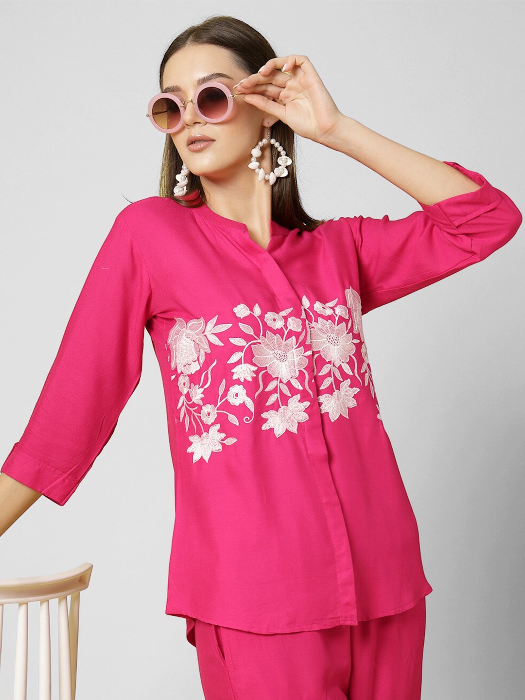 

KALINI Red Floral Print Top