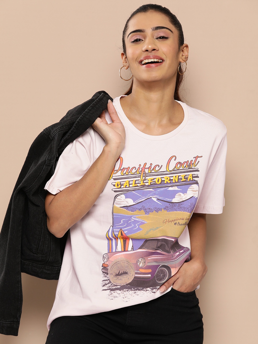 

HERE&NOW Printed Pure Cotton T-shirt, Off white
