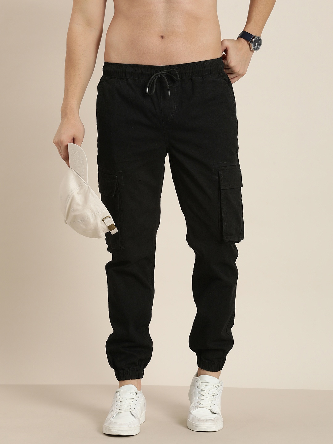 

HERE&NOW Men Cargo Joggers, Black