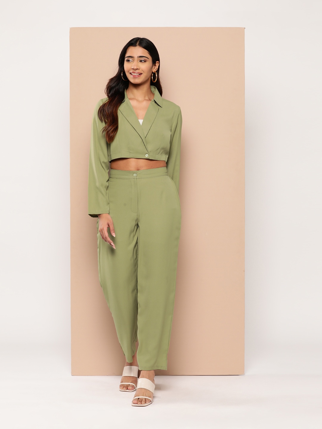 

HERE&NOW Women Solid Co-Ords, Green