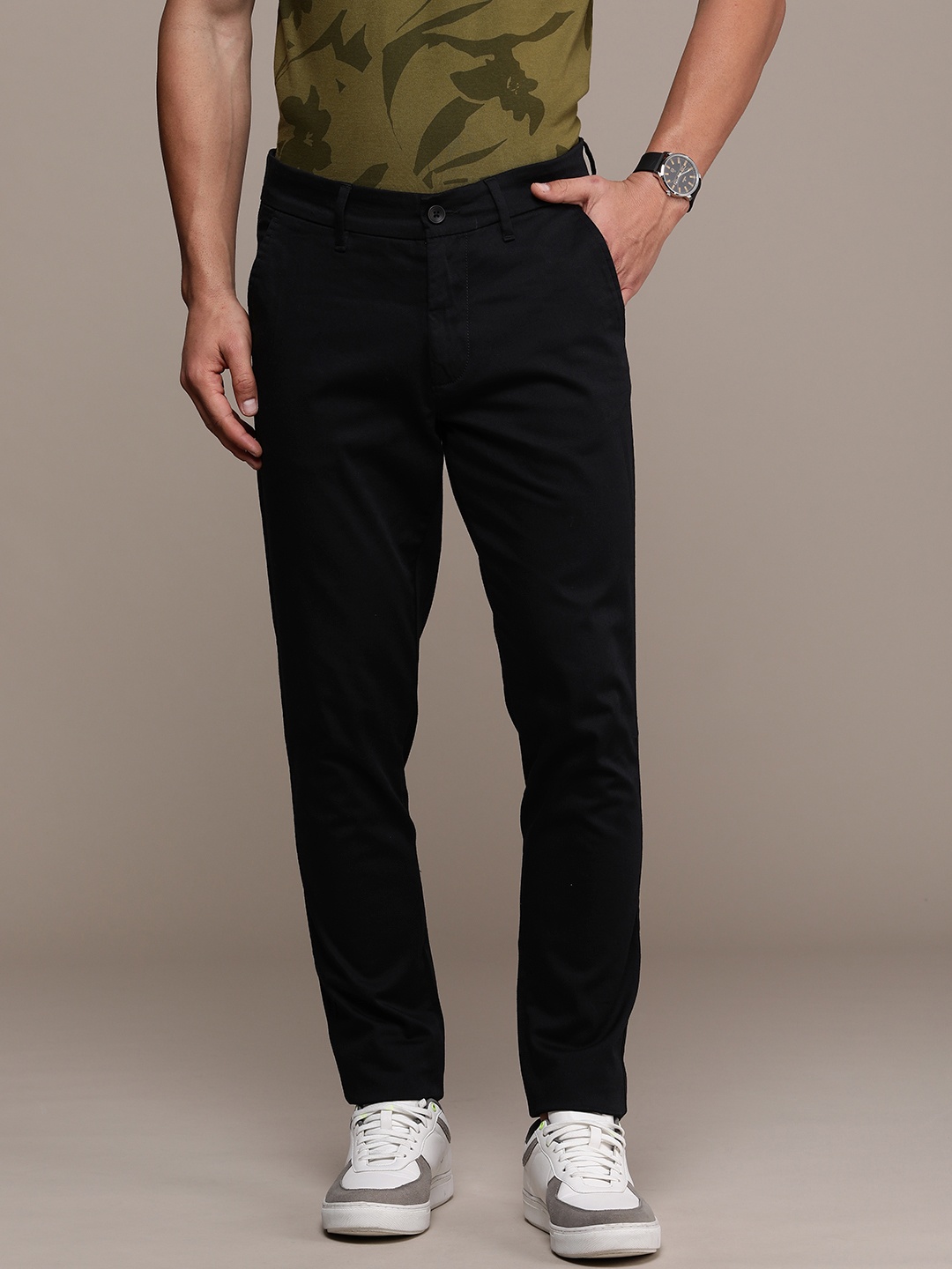 

French Connection Men Casual Trousers, Black