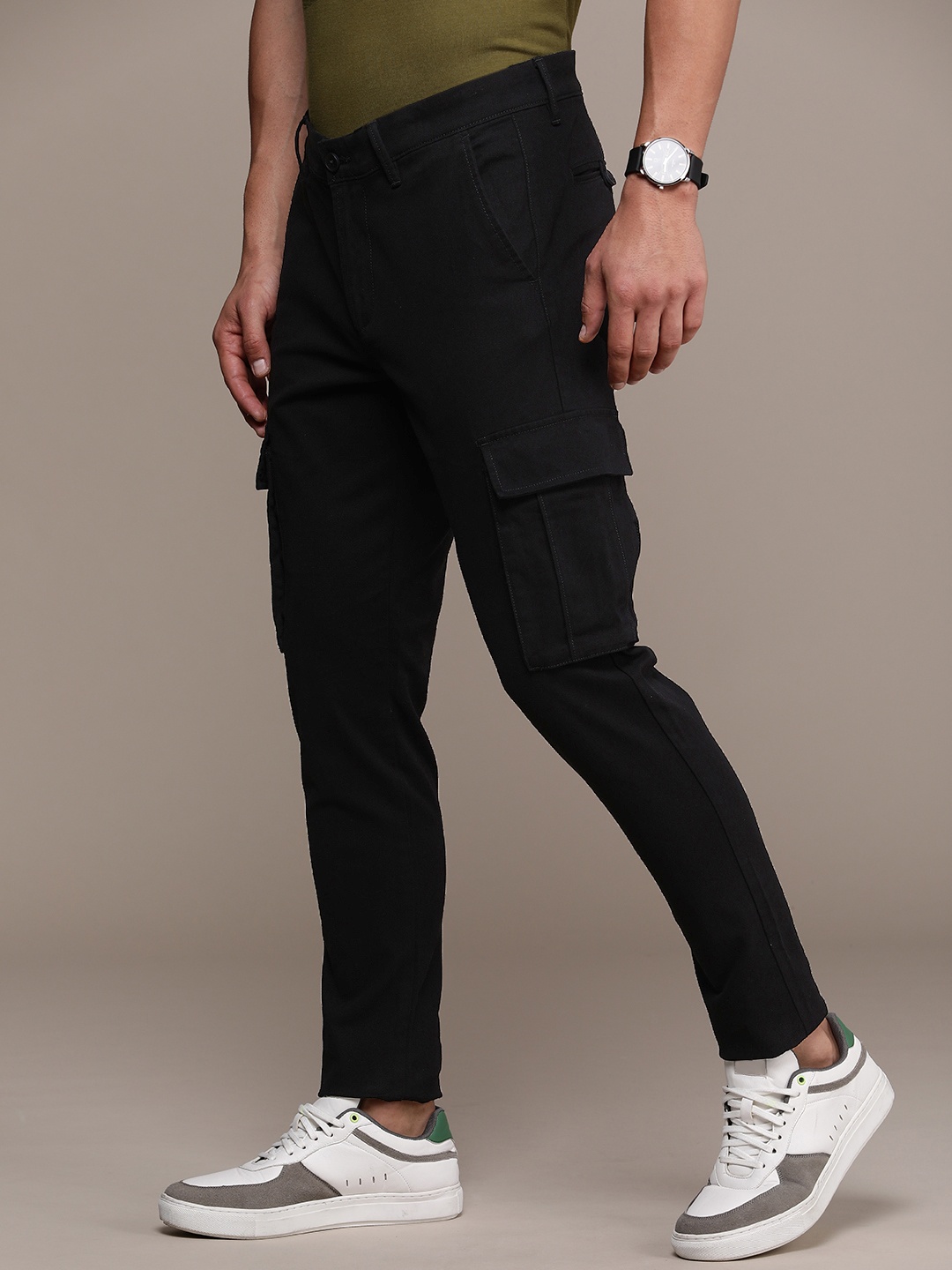 

French Connection Men Cargos Trousers, Black