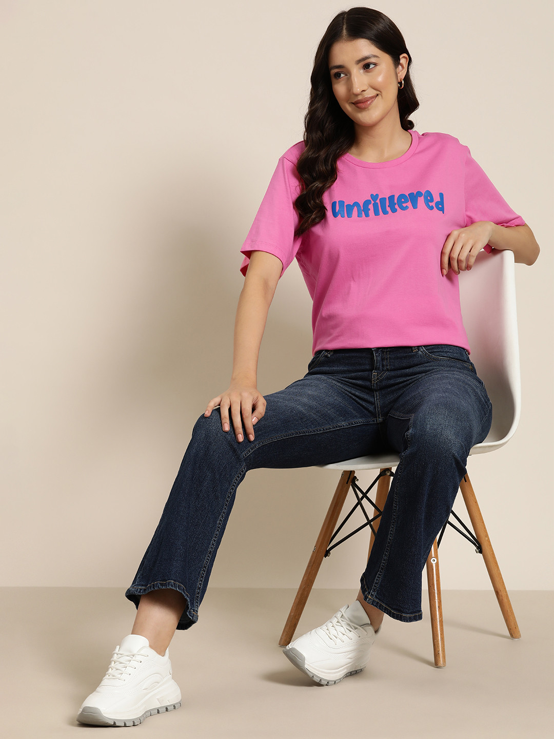 

HERE&NOW Typography Print Cotton T-shirt, Pink