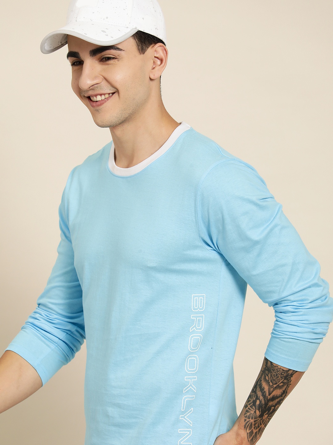 

HERE&NOW Typography Printed Pure Cotton T-shirt, Blue
