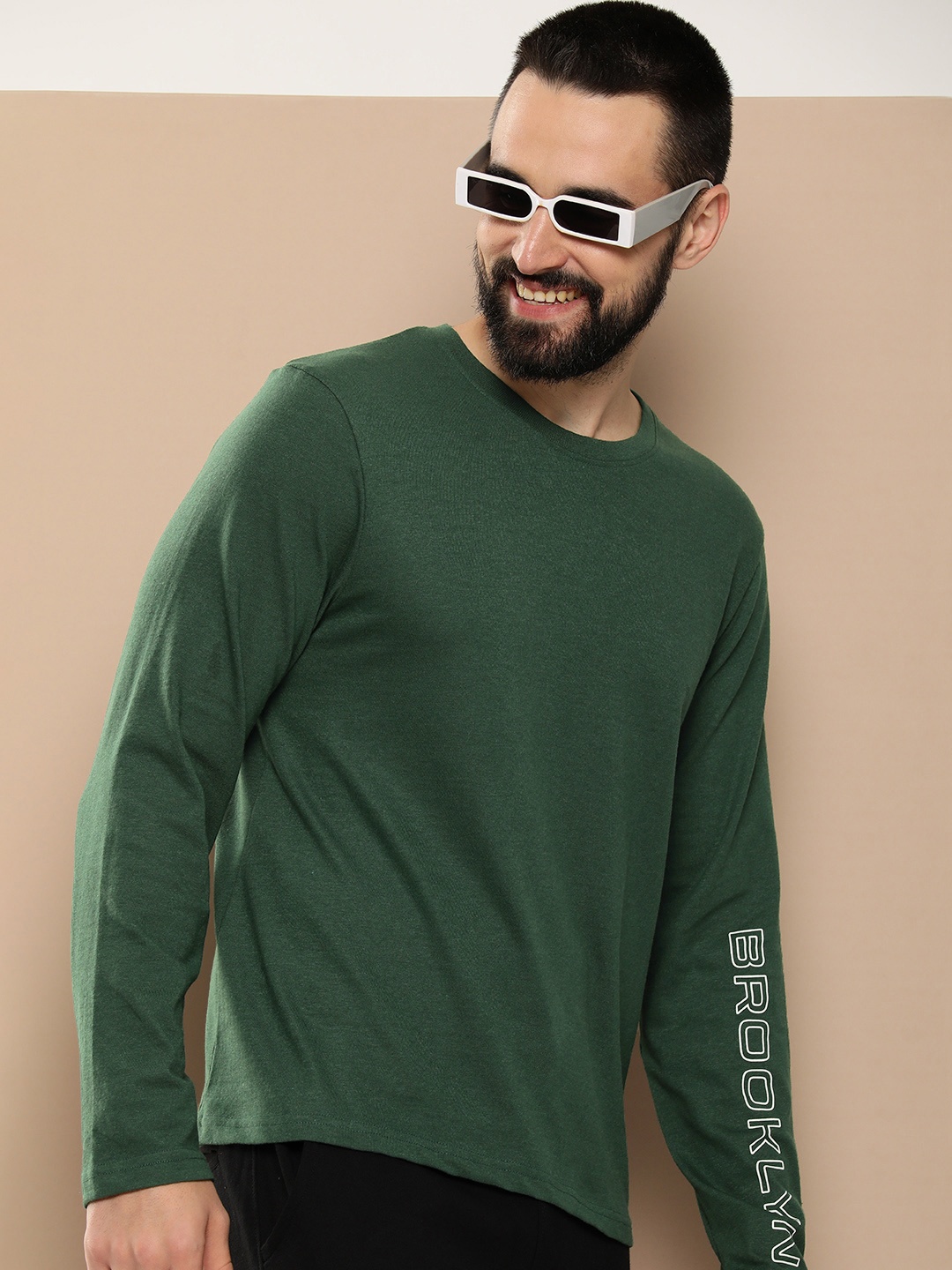 

HERE&NOW Typography Printed Casual T-shirt, Olive