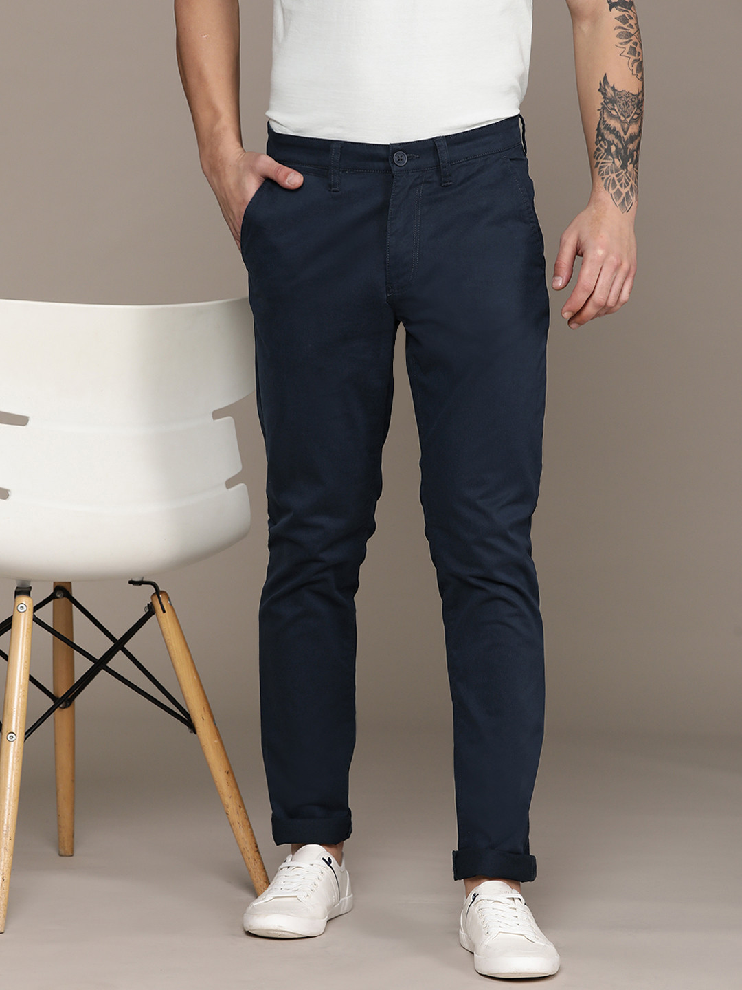 

Nautica Men Slim Fit Chinos Trousers, Navy blue