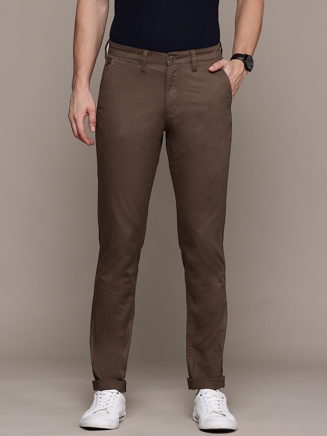 

Nautica Men Slim Fit Chinos Trousers, Brown